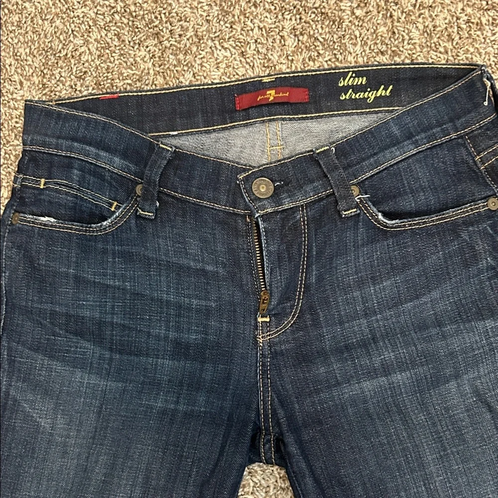 7 For all Mankind: Brand Dark Indigo Slim Straight Jeans - Picture 2 of 6